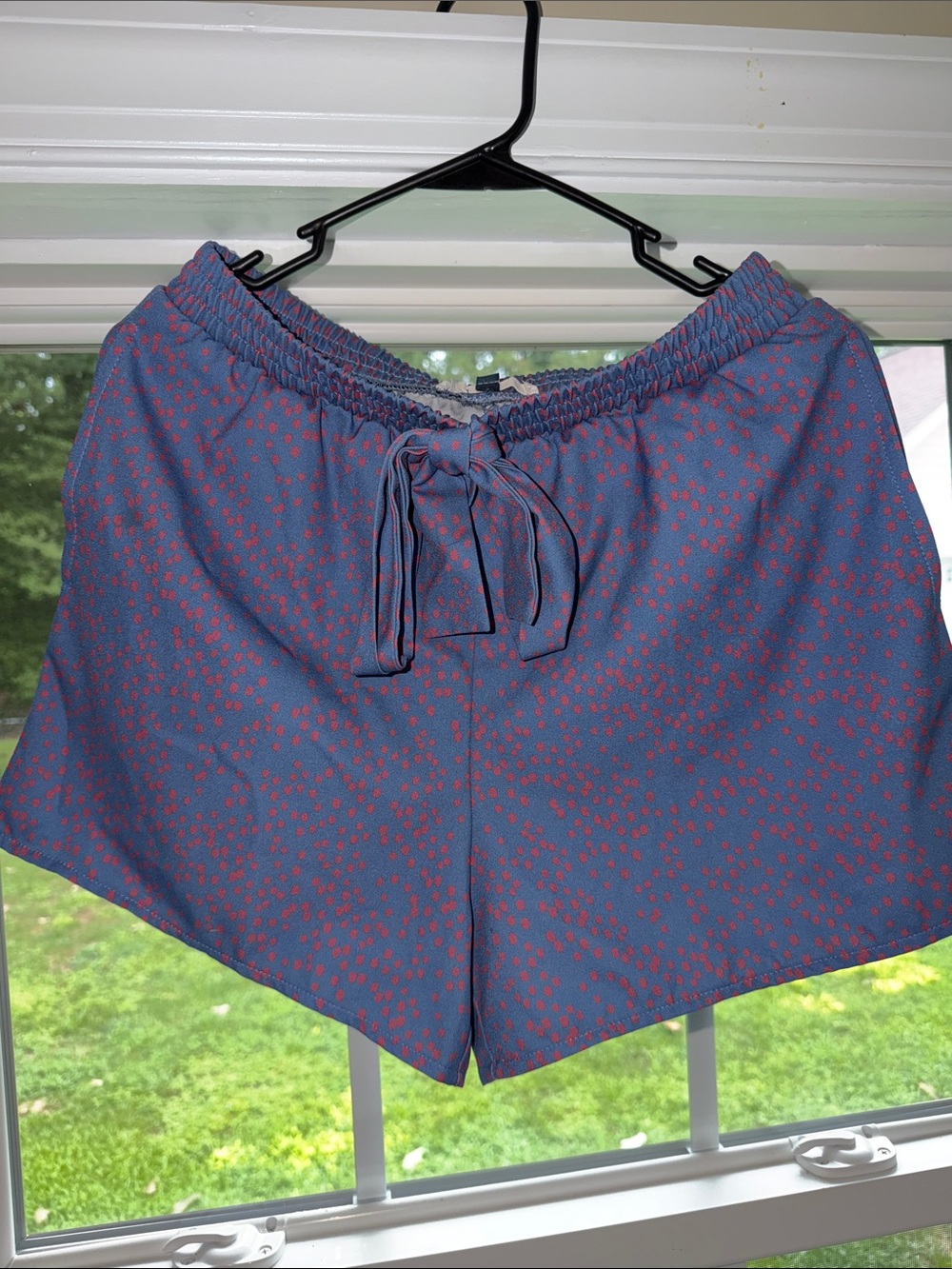 Women's Blue Floral Elastic-Waist Athletic Shorts with Drawstring